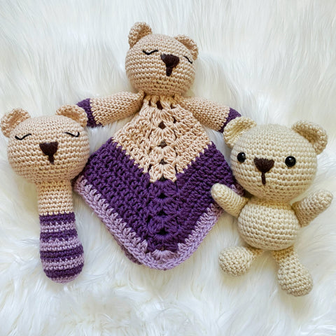 Teddy Bear Rattle & Lovey Set