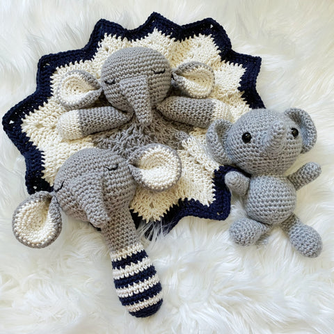 Elephant Rattle & Lovey Set