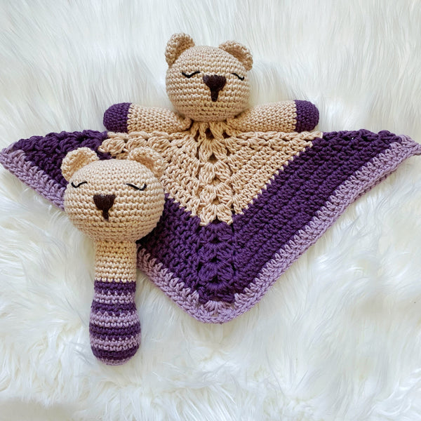 Teddy Bear Rattle & Lovey Set